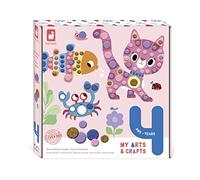 Janod - My Arts & Crafts - Dai 4 Anni - Tessere Rotonde Adesive - 4 Quadretti - Kit Attività Creative Bambini - Abilità Fino-Motorie e Concentrazione - J07742