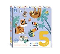 Janod - My Arts & Crafts - Dai 5 Anni - Tessere Adesive e Decorazioni - 5 Quadretti - Kit Attività Creative Bambini - Abilità Fino-Motorie e Concentrazione - J07744