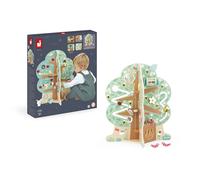 Janod - Albero Educativo Bambino in Legno 20 attività - Forma di albero con odore di mela da sentire - Ingranaggi, Looping, Labirinti, Discensori e Altro - Sviluppa le abilità motorie fini - Da 1 anno
