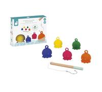 Janod - Pesca dei polpi per Il Bagno - Giocattolo da Bagno dai 2 Anni - I polpi cambiano Colore nell'Acqua Calda - 5 Animali + Canna da Pesca - dai 2 Anni