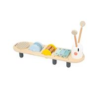 Janod - Piattaforma Stimolazione Sonora Bruco Sweet Cocoon - 5 attività Sonore per Bambini - Gioco Multisensoriale Musicale - Giocattolo in Legno FSC - dai 12 Mesi, J04058