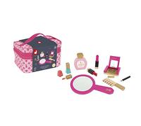 Janod - Piccola Miss vanità, 9 Accessori in Legno Massiccio Inclusi, Gioco di Imitazione, Bellezza e Cosmetici, J06514, Colore: Rosa