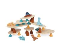 Janod, Piks Set Dino x OPPI, Gioco di Equilibrio Bambini, 34 Pezzi | 21 Coni in Silicone, 7 Tavolette in Legno e 6 Dinosauri in Legno, Coordinazione, Destrezza e Abilità Visuo-Spaziali