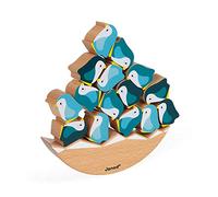 Janod - Pinguini in Legno a Dondolo - Giocattolo Apprendimento - Gioco di Abilità - Motricità Fine e Concentrazione - Collaborazione WWF - Certificato FSC - Da 2 Anni in Su, J08602