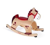 Janod - Pony a Dondolo in Legno - Colori Delicati e Attuali - Ideale per L’Apprendimento dell’Equilibrio - Sistema Antiribaltamento - Giocattolo per Bambini da 1 a 2 Anni, J08023