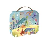Janod 36 pezzi-Tema animali marini panoramico Sviluppa pazienza e concentrazione-Made in France-Puzzle per bambini da 4 anni, J02554, Multicolore