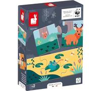 Janod Animali e Impronte-Set di 10 Puzzle da 3 Pezzi-Gioco Multisensoriale Prima Infanzia-Collaborazione con WWF-Dai 24 Mesi, J08649, Multicolore