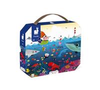 Janod - Puzzle Bambini 100 Pezzi, Vita Sottomarina - Gioco Educativo Abilità Motorie e Concentrazione - Valigetta con Manico - Prodotto in Francia - Certificazione FSC - Da 6 Anni in Su, J02617