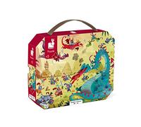 Janod - Puzzle Bambini 54 Pezzi, Draghi - Gioco Educativo Abilità Motorie e Concentrazione - Valigetta con Manico - Prodotto in Francia - Certificazione FSC - Da 5 Anni in Su, J02615