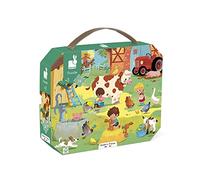Janod - Puzzle Bambini La Fattoria 24 Pezzi - Gioco Educativo Abilità Fino-Motorie e Concentrazione - Valigetta con Impugnatura - Fabbricato in Francia e Certificato FSC - Dai 3 Anni, J02603
