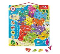 Janod - Puzzle Cartina della Francia Magnetica - 93 Pezzi Calamitati - Puzzle Bambino e Gioco Didattico - Imparare e memorizzare - Francese - da 7 Anni in Su, J05480