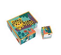 Janod - Puzzle Cubi Bambino in Animali - Gioco Educativo Prima Infanzia - Osservazione e Coordinamento - in Collaborazione con il WWF - Cartone Certificato FSC - Da 2 Anni in Su, J08624