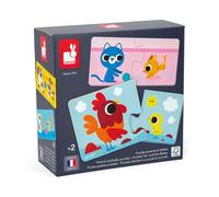 Janod - Puzzle Genitori e Bambini Animali - 12 Puzzle di 2 Pezzi - Gioco Educativo - Motricità Fina e Concentrazione - Prodotto FSC e Inchiostri Vegetali - Fabbricazione Francese - Dai 2 anni - J02637