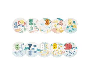 Janod - Puzzle Pure I Miei Primi Numeri - Puzzle 10 Pezzi + 10 Numeri in Legno - Imparare a Contare - Giocattolo Multisensoriale - Dai 24 Mesi, J08042
