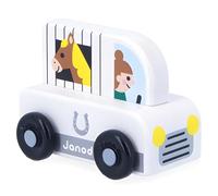 Janod - Rimorchio per cavalli in legno Campagna - Cross Roads Horse Box - Giocattolo per l'apprendimento precoce - Sviluppa le abilità motorie - Giocattolo in legno FSC - 12 mesi, multicolore - J05934