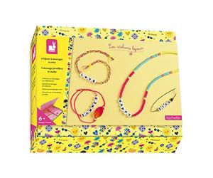 Janod - Scatola 4 Bijoux con Messaggi da Creare - Les Ateliers Bijoux - Kit Creativo per Il Tempo Libero dei Bambini - Sviluppo della Motricità Fine e della creatività - Dall'Età di 6 Anni, J07932