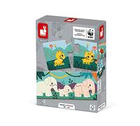 Janod - Scatola di 10 Puzzle Animali - Puzzle per Bambini 3 Pezzi - Gioco Educativo Prima Infanzia Motricità Fine e Concentrazione - Collaborazione WWF - Certificato FSC - Da 2 Anni in Su, J08636