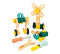 Janod - Secchiello 50 Pezzi Brico'Kids - Gioco di Costruzione per Bambini - 48 Accessori + 2 Utensili - Gioco di Imitazione - Sviluppa la Manualità e la Creatività - Dai 3 Anni, J06453