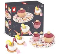 Janod - Servizio da Tè Twist - 16 Accessori Legno e Feltro - Giocattolo di Imitazione - Servizio Tè Bambini - in Legno FSC - Dai 2 Anni, J06631