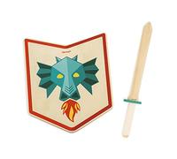 Janod - Set Cavaliere Drago - Scudo e Spada in Legno - Gioco di Imitazione - Gioco all'Aperto - Gioco Educativo Immaginazione e Abilità Motorie - Certificato FSC - Dai 3 Anni, J03171