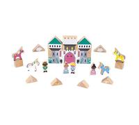 Janod Set di 35 cubi Massiccio-Tema del Regno Incantato-Complemento Ideale ai tappetini per Auto-Gioco di Costruzione-Sviluppa l'immaginazione-Giocattolo in Legno-da 2 Anni, J05927