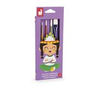 Janod - Set di 4 pennelli - 4 Misure Diverse - Pennelli per Bambini - Setole Sintetiche morbide - Facili da Lavare - Pittura, Hobby creativi e attività manuali - dai 4 Anni - J07410