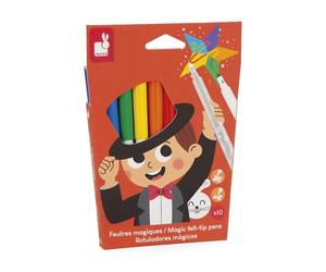 Janod - Set di colorazione magica per bambini con inchiostro che cambia colore - 8 pennarelli + 2 magici - Set di 10 pennarelli con inchiostro lavabile con acqua - Colorazione bambini -3 anni - J07413