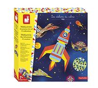 Janod - Set Multiattività 13 Creazioni Esplorazione dello Spazio - Les Ateliers du Calme - Kit attività Creative Bambini - Abilità Fino-Motorie e Concentrazione - dai 7 Anni, J07876