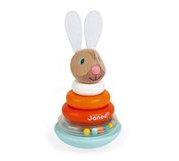 Janod - Stackable Culbuto Rabbit (Wood) - Wooden Early-Learning Toy - Educational Game - Fine Motor Skills - 12 Months - J08248