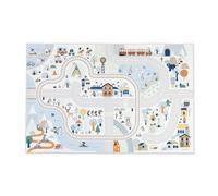 Janod - Tappetini per auto per bambini - Tema montagna invernale - Morbidi e antiscivolo - Motivo sport e valle - Tappeto per camerette di bambine e bambini - 120 x 78 cm - Lavabile a mano - Da 2 anni