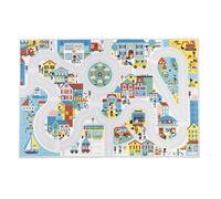 Janod - Tappeto auto per bambini - Tema città - Morbido e antiscivolo - Motivo urbano - Tappeto per camerette di bambine e bambini - 120 x 78 cm - Lavabile a mano - Da 2 anni - J05910