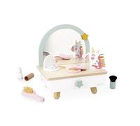 Janod Tavolino da toeletta in Legno per Bambini-Cassetto, Specchio e 7 Accessori-Tema Unicorno-Altezza 33cm-Truccabimbi-da 3 anni-J06463, J06463