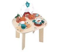 JANOD-Dino Tavolo Multiattività Dinosauro-8 attività per Bambini-Multisensoriale-Abilità Fino-Motorie e Manualità-Legno FSC-dai 12 Mesi, J05825, Multicolore, 40 x 32 x 52,5