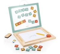 Janod Tavolo per Bambini in Legno 4 in 1-Set di 4 attività : Magic Adroise Bianca + Lavagna magnetica-49 Accessori Inclusi-da 3 Anni, J09626