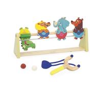 Janod Tiro a Segno Bambini-Gioco con Bersaglio-4 Personaggi-1 Lanciatore-2 Palline in Feltro-Sviluppa precisione e concentrazione-Giocattolo in Legno-da 5 anni-J03372, J03372