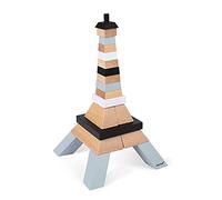 Janod - Torre Eiffel per Costruire Legno 21 Pezzi - Gioco di Costruzione - Gioco di Abilità - Motricità e Concentrazione - Legno di Faggio Certificato FSC - Dipinto Ad Acqua - da 6 Anni in su, J08303