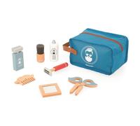 Janod - Valigetta del Barbiere Bambini - 7 Accessori Legno + Astuccio - Giocattolo di Imitazione - Immaginazione - in Legno - dai 3 Anni, J06552