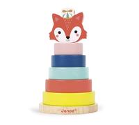 Janod - Volpe impilabile, Baby Forest - Gioco Impilabile in Legno - Giocattolo Formativo - Sviluppo della Motricità Fine - Prima Infanzia - Multicolore - Da 1 Anno in Su, J08014