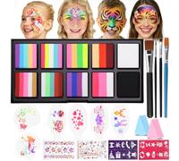 Janolia Set di trucchi per il viso per bambini, macaron, colori per trucco teatrale, trucco arcobaleno, trucco di carnevale, pittura a base d'acqua, ideale per il trucco per bambini per Halloween