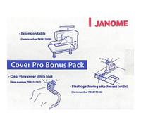 Janome CoverPro - Confezione bonus per 1000CPX / 2000CPX - Cover Pro Tavolo Estensibile, Piedino trasparente per punto di copertura, fissaggio elastico (largo)