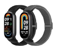 Janpso Cinghie elastiche intrecciate compatibili con Xiaomi Smart Band 10/9/8 Donne Uomini Braccialetti Elastici Regolabile Loop Sports Fascia di Ricambio per Mi Band 10/9/8, Nero + Grigio Siderale