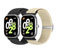 Janpso Cinturino intrecciato compatibile con Xiaomi Redmi Watch 4/5/Xiaomi Band 8 Pro/9 Pro, cinturino di ricambio in nylon elastico regolabile per Mi Band 9 Pro/8 Pro/Redmi Watch 4, Nero + bianco
