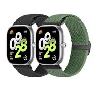 Janpso Cinturino intrecciato compatibile con Xiaomi Redmi Watch 4/5/Xiaomi Band 8 Pro/9 Pro, cinturino di ricambio in nylon elastico regolabile per Mi Band 9 Pro/8 Pro/Redmi Watch 4, Nero + Verde