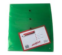Janrax - Confezione da 12 cartelline portadocumenti formato A4, con bottone, colore: verde