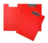 Janrax Portablocco pieghevole arancione fluo, formato A4, con copertina frontale, tasca interna e gancio per appendere