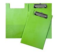 Janrax Portablocco pieghevole in formato A5, con copertina frontale, tasca interna e gancio per appenderlo, colore: verde fluo