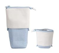 JANREAY Grazioso astuccio telescopico 2 in 1, portapenne pop-up, supporto retrattile, per studenti, ufficio, donne, ragazze e ragazzi, Tè a bolle, Taglia unica, Tasca supplementare (Blu)