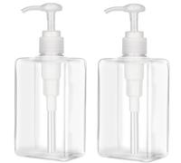 Jansburg - Dispenser per lozioni, 280 ml, confezione da 2 pezzi, ricaricabile, piatto, quadrato, in plastica, a prova di perdite, vuoto, per olio essenziale, sapone, lozioni, shampoo, trasparente