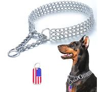 JanToPet Collare a Catena per Cani in Acciaio Inossidabile, Regolabile, da Passeggio, in Metallo, con Maglia Cubana, a Prova di masticazione, con Tripla Fila, per Cani di Taglia Grande, Piccola e