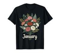 January Birth Flower Carnation Snowdrop Cute Floral Birthday Maglietta